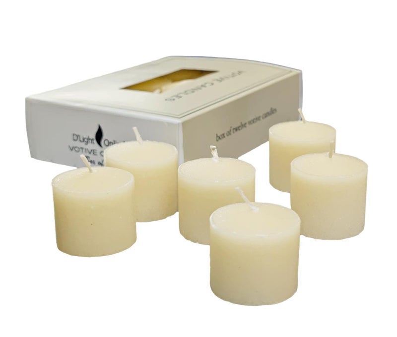 D'light Online Elegant Creamy Ivory Unscented Votive Candles - for Birthdays, Baby Shower, Home Decoration and Weddings (Ivory, 10 Hour - Set of 12) - Image 1